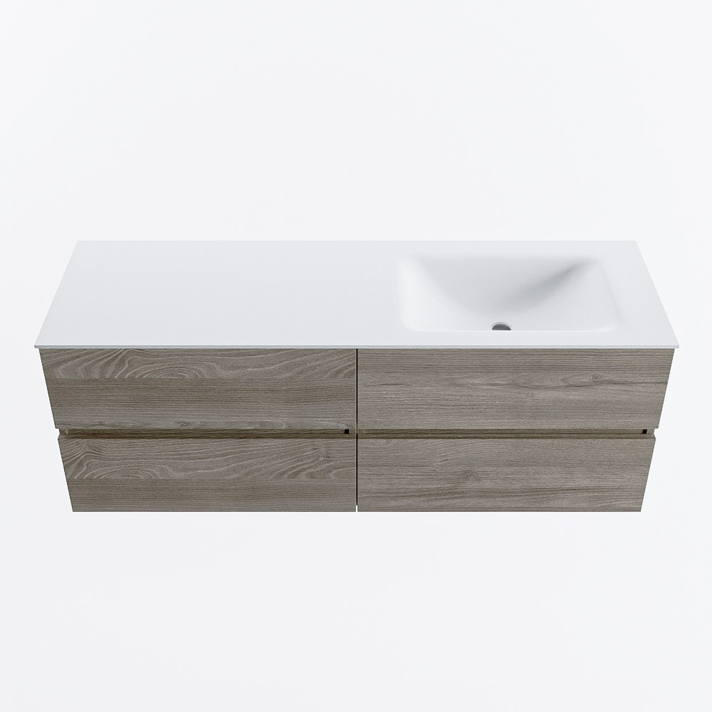 MONDIAZ VICA 140cm mueble de baño Light Brown Grey 4 cajones. Lavabo CLOUD Derecho sin orificio, color Talc. 5 MONDIAZ VICA 140cm mueble de baño Light Brown Grey 4 cajones. Lavabo CLOUD Derecho sin orificio, color Talc. - Imagen 5