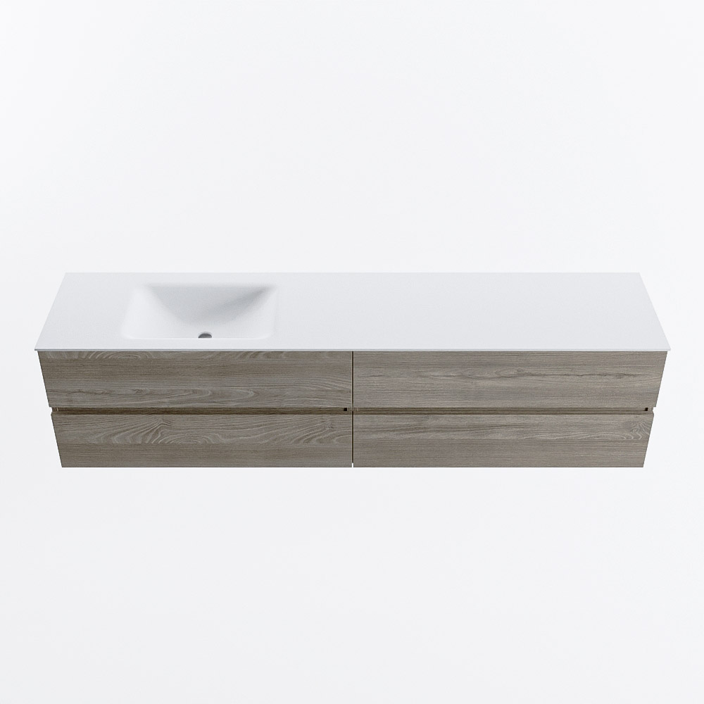 MONDIAZ VICA 200cm mueble de baño Light Brown Grey 4 cajones. Lavabo CLOUD Izquierda sin orificio, color Talc. 5 MONDIAZ VICA 200cm mueble de baño Light Brown Grey 4 cajones. Lavabo CLOUD Izquierda sin orificio, color Talc. - Imagen 5