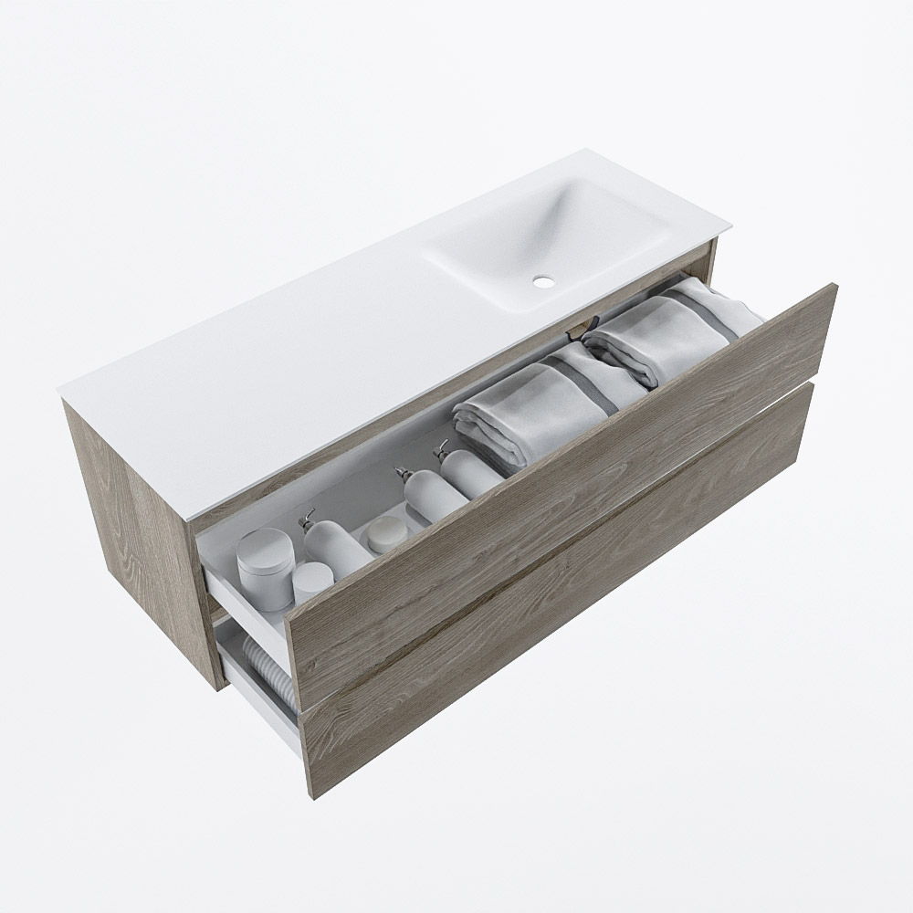 MONDIAZ VICA 140cm mueble de baño Light Brown Grey 2 cajones. Lavabo CLOUD Derecho sin orificio, color Talc. 7 MONDIAZ VICA 140cm mueble de baño Light Brown Grey 2 cajones. Lavabo CLOUD Derecho sin orificio, color Talc. - Imagen 7