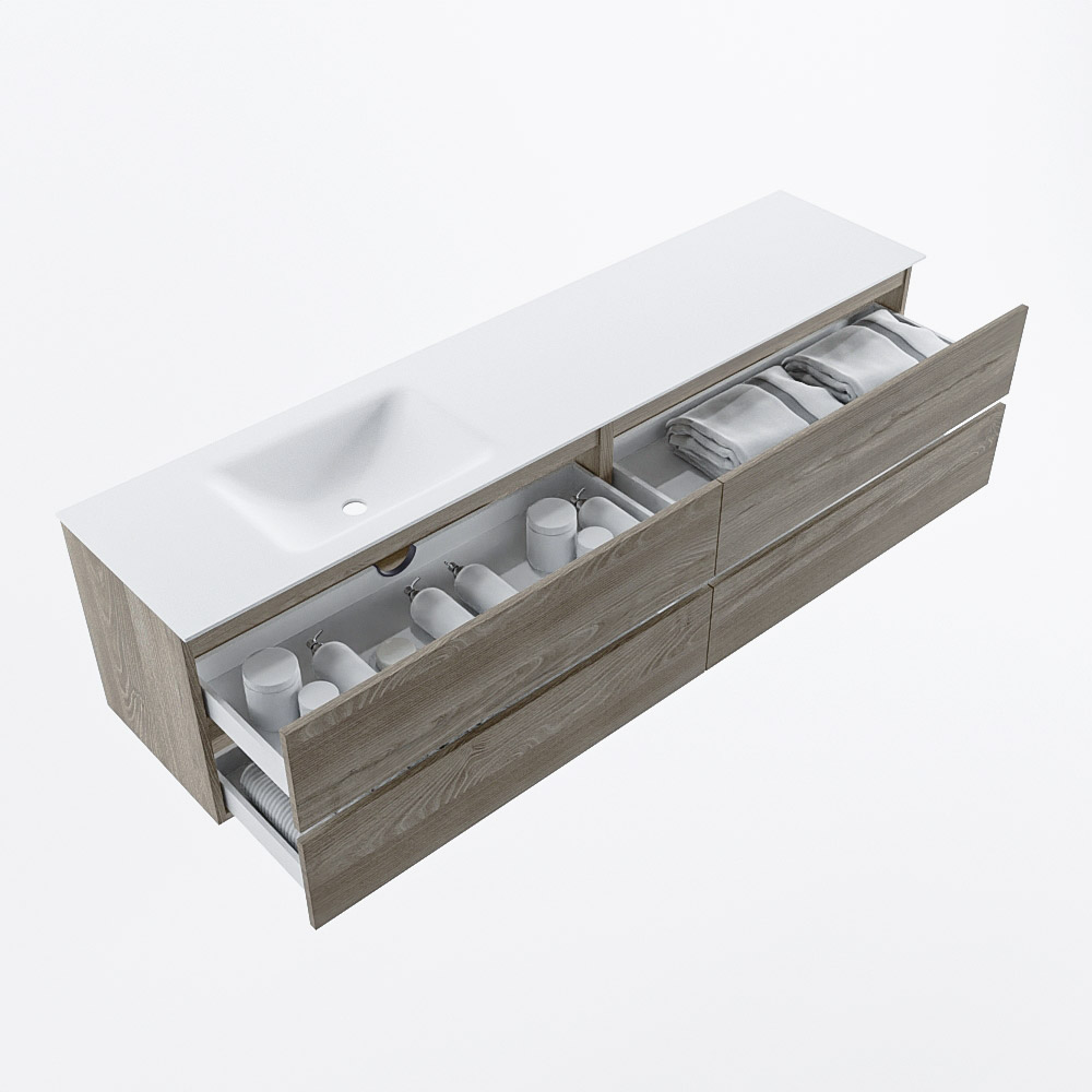 MONDIAZ VICA 200cm mueble de baño Light Brown Grey 4 cajones. Lavabo CLOUD Izquierda sin orificio, color Talc. 7 MONDIAZ VICA 200cm mueble de baño Light Brown Grey 4 cajones. Lavabo CLOUD Izquierda sin orificio, color Talc. - Imagen 7