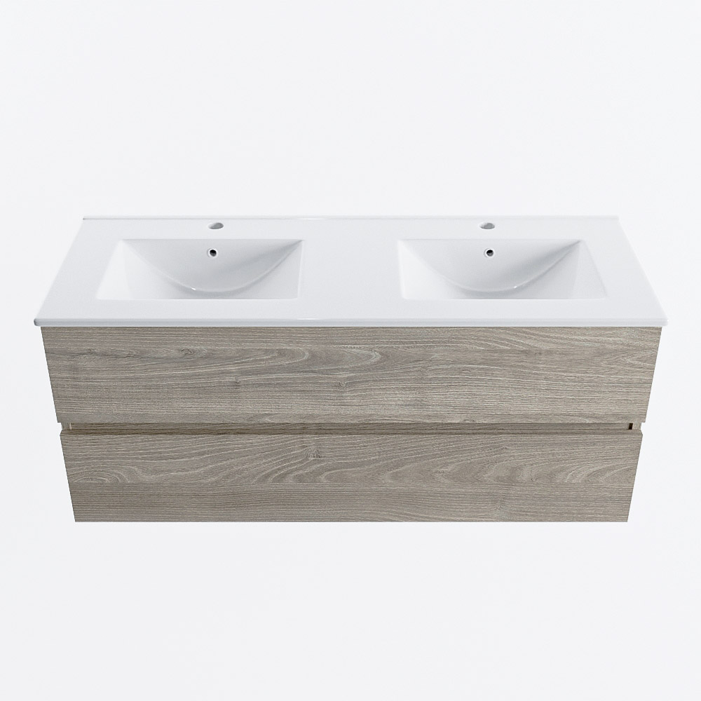 MONDIAZ VICA 120cm mueble de baño Light Brown Grey 2 cajones. Lavabo DENIA Doble 2 orificios, color Blanco brillo. 5 MONDIAZ VICA 120cm mueble de baño Light Brown Grey 2 cajones. Lavabo DENIA Doble 2 orificios, color Blanco brillo. - Imagen 5