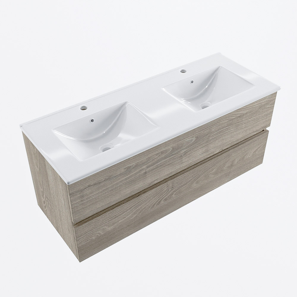MONDIAZ VICA 120cm mueble de baño Light Brown Grey 2 cajones. Lavabo DENIA Doble 2 orificios, color Blanco brillo. 6 MONDIAZ VICA 120cm mueble de baño Light Brown Grey 2 cajones. Lavabo DENIA Doble 2 orificios, color Blanco brillo. - Imagen 6