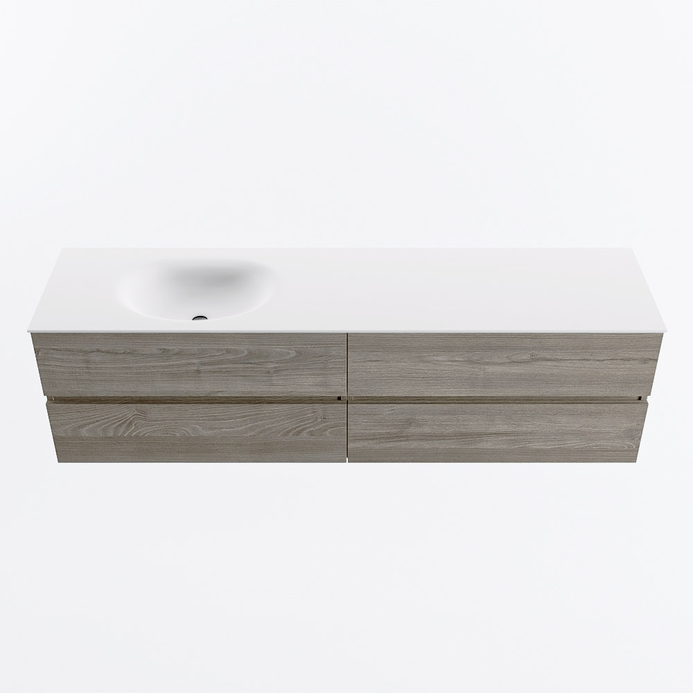 MONDIAZ VICA 180cm mueble de baño Light Brown Grey 4 cajones. Lavabo MOON Izquierda 1 orificio, color Talc. 5 MONDIAZ VICA 180cm mueble de baño Light Brown Grey 4 cajones. Lavabo MOON Izquierda 1 orificio, color Talc. - Imagen 5