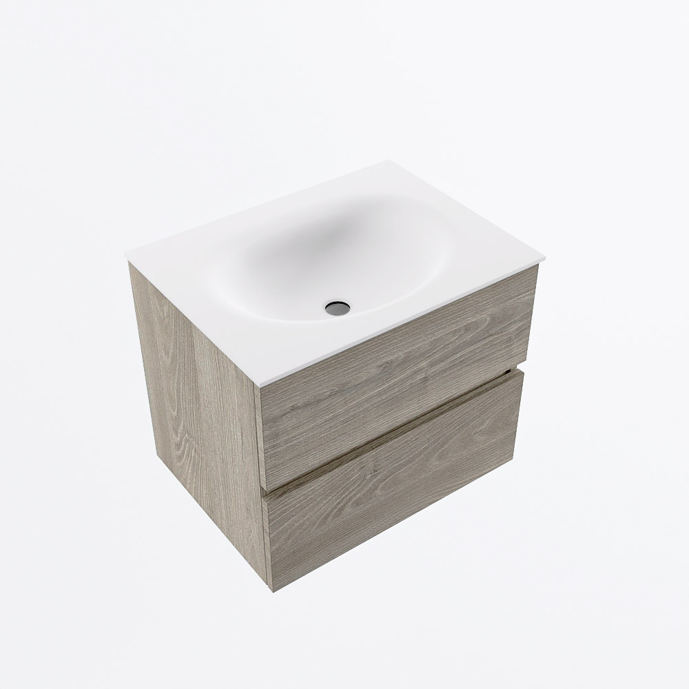 MONDIAZ VICA 60cm mueble de baño Light Brown Grey 2 cajones. Lavabo MOON Centro sin orificio, color Talc. 6 MONDIAZ VICA 60cm mueble de baño Light Brown Grey 2 cajones. Lavabo MOON Centro sin orificio, color Talc. - Imagen 6