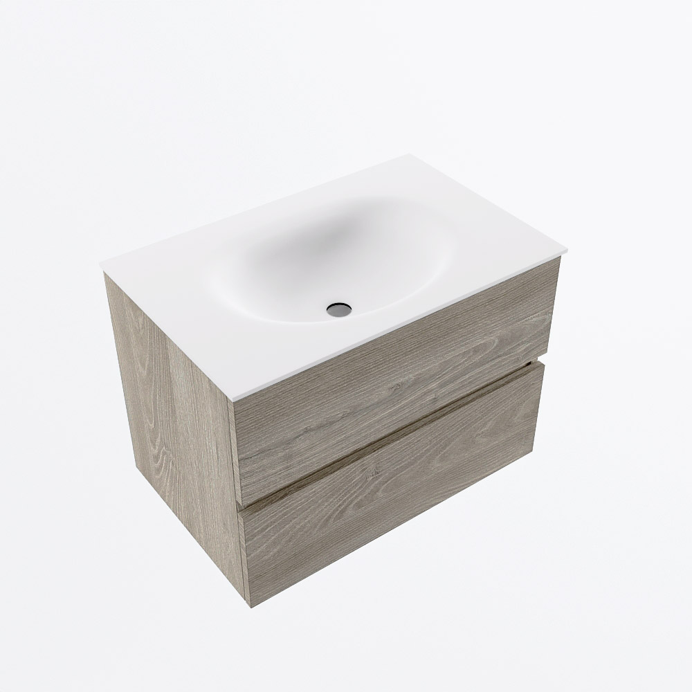 MONDIAZ VICA 70cm mueble de baño Light Brown Grey 2 cajones. Lavabo MOON Centro sin orificio, color Talc. 6 MONDIAZ VICA 70cm mueble de baño Light Brown Grey 2 cajones. Lavabo MOON Centro sin orificio, color Talc. - Imagen 6