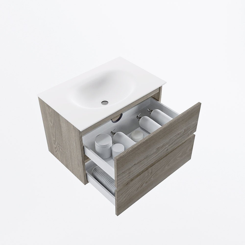 MONDIAZ VICA 70cm mueble de baño Light Brown Grey 2 cajones. Lavabo MOON Centro sin orificio, color Talc. 7 MONDIAZ VICA 70cm mueble de baño Light Brown Grey 2 cajones. Lavabo MOON Centro sin orificio, color Talc. - Imagen 7