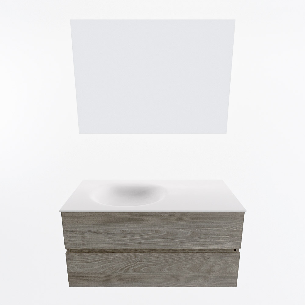 MONDIAZ VICA 100cm mueble de baño Light Brown Grey 2 cajones. Lavabo MOON Izquierda sin orificio color Talc con espejo LED. 5 MONDIAZ VICA 100cm mueble de baño Light Brown Grey 2 cajones. Lavabo MOON Izquierda sin orificio color Talc con espejo LED. - Imagen 5