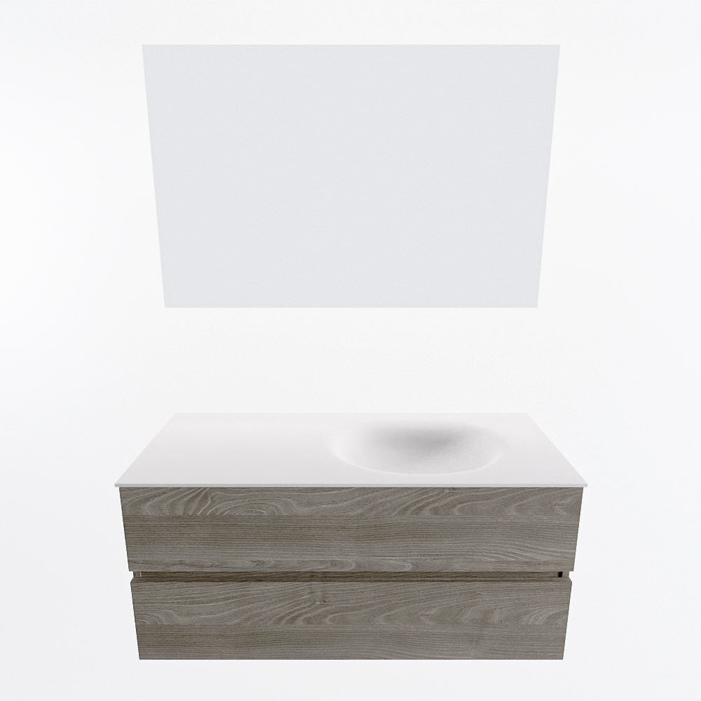 MONDIAZ VICA 110cm mueble de baño Light Brown Grey 2 cajones. Lavabo MOON Derecho 1 orificio color Talc con espejo LED. 5 MONDIAZ VICA 110cm mueble de baño Light Brown Grey 2 cajones. Lavabo MOON Derecho 1 orificio color Talc con espejo LED. - Imagen 5