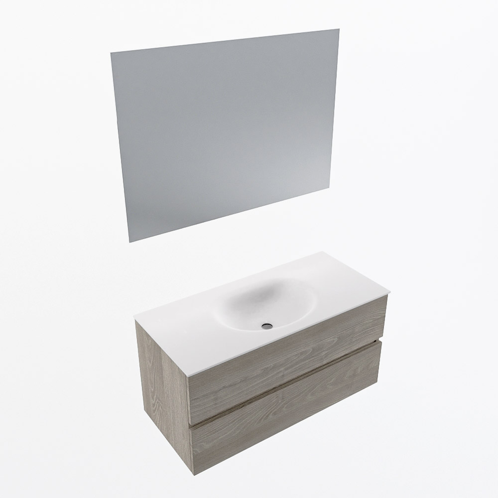 MONDIAZ VICA 100cm mueble de baño Light Brown Grey 2 cajones. Lavabo MOON Centro sin orificio color Talc con espejo LED. 6 MONDIAZ VICA 100cm mueble de baño Light Brown Grey 2 cajones. Lavabo MOON Centro sin orificio color Talc con espejo LED. - Imagen 6