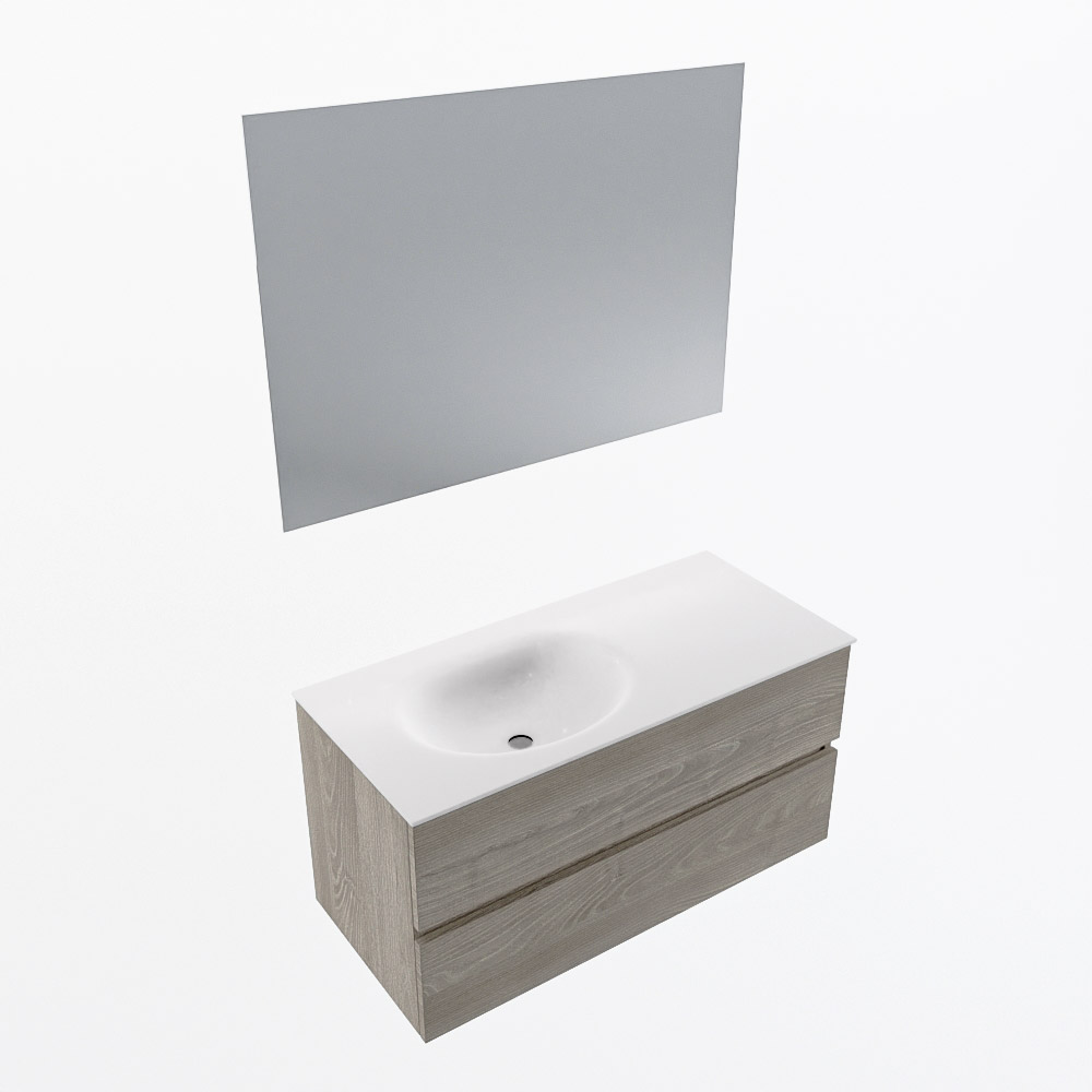 MONDIAZ VICA 100cm mueble de baño Light Brown Grey 2 cajones. Lavabo MOON Izquierda sin orificio color Talc con espejo LED. 6 MONDIAZ VICA 100cm mueble de baño Light Brown Grey 2 cajones. Lavabo MOON Izquierda sin orificio color Talc con espejo LED. - Imagen 6