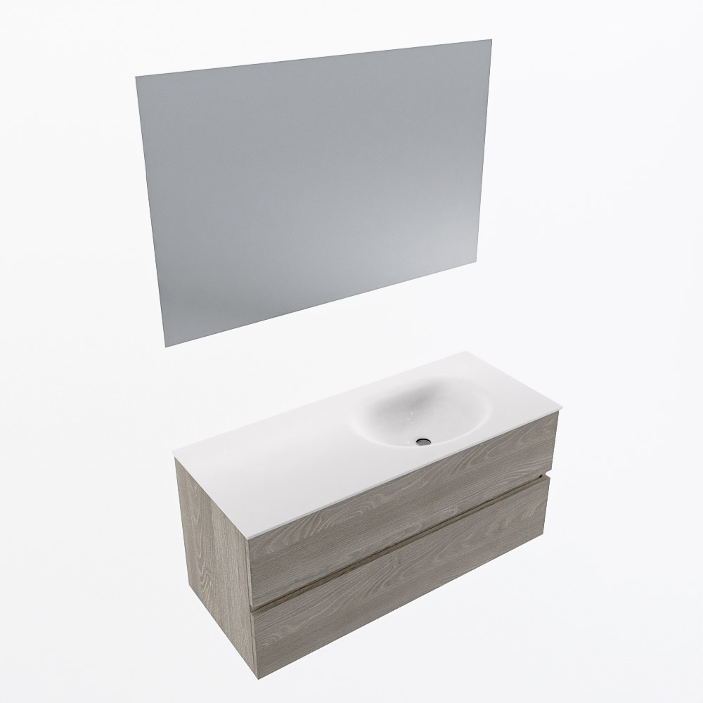 MONDIAZ VICA 110cm mueble de baño Light Brown Grey 2 cajones. Lavabo MOON Derecho 1 orificio color Talc con espejo LED. 6 MONDIAZ VICA 110cm mueble de baño Light Brown Grey 2 cajones. Lavabo MOON Derecho 1 orificio color Talc con espejo LED. - Imagen 6