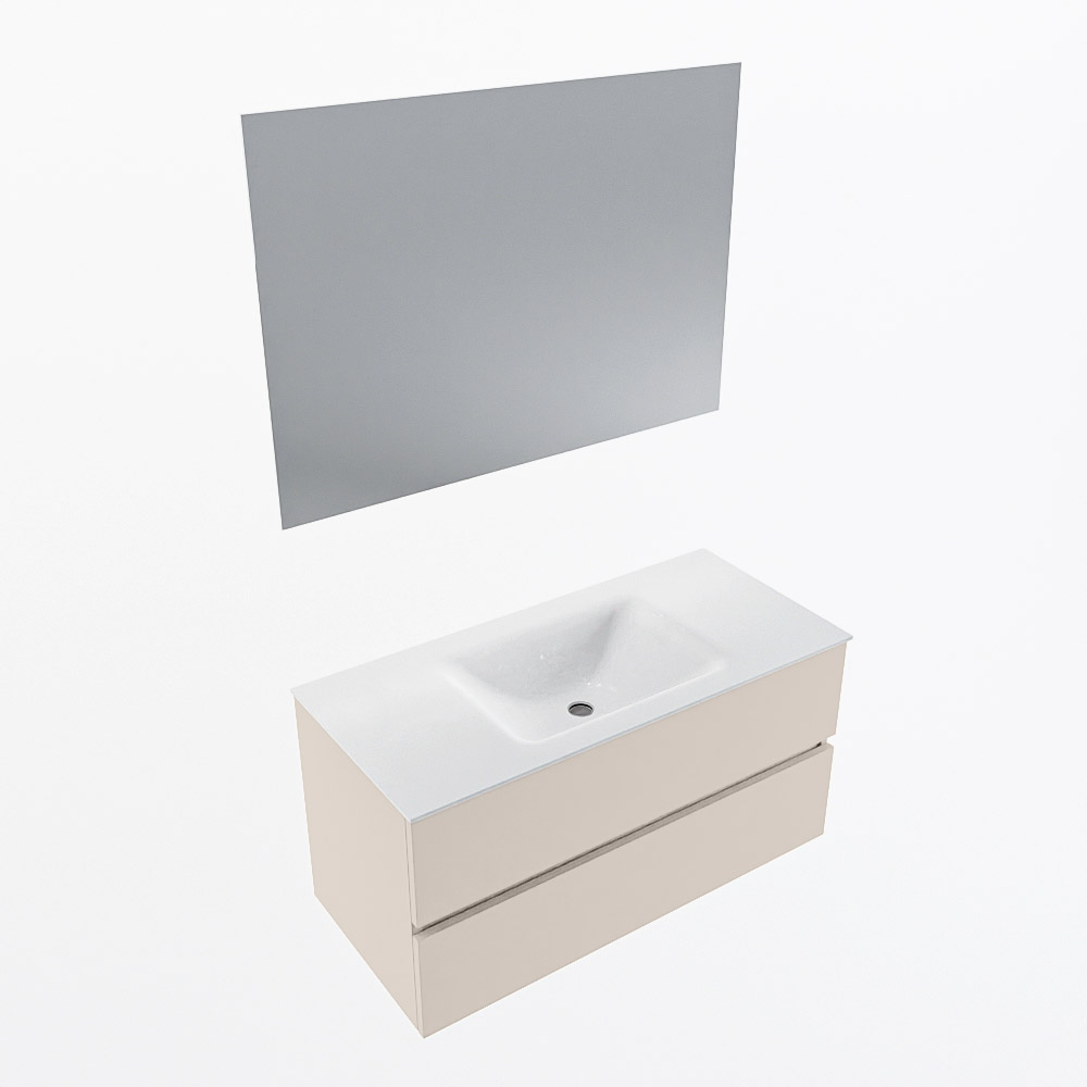 MONDIAZ VICA 100cm mueble de baño Linen 2 cajones. Lavabo CLOUD Centro 1 orificio color Talc con espejo LED. 6 MONDIAZ VICA 100cm mueble de baño Linen 2 cajones. Lavabo CLOUD Centro 1 orificio color Talc con espejo LED. - Imagen 6