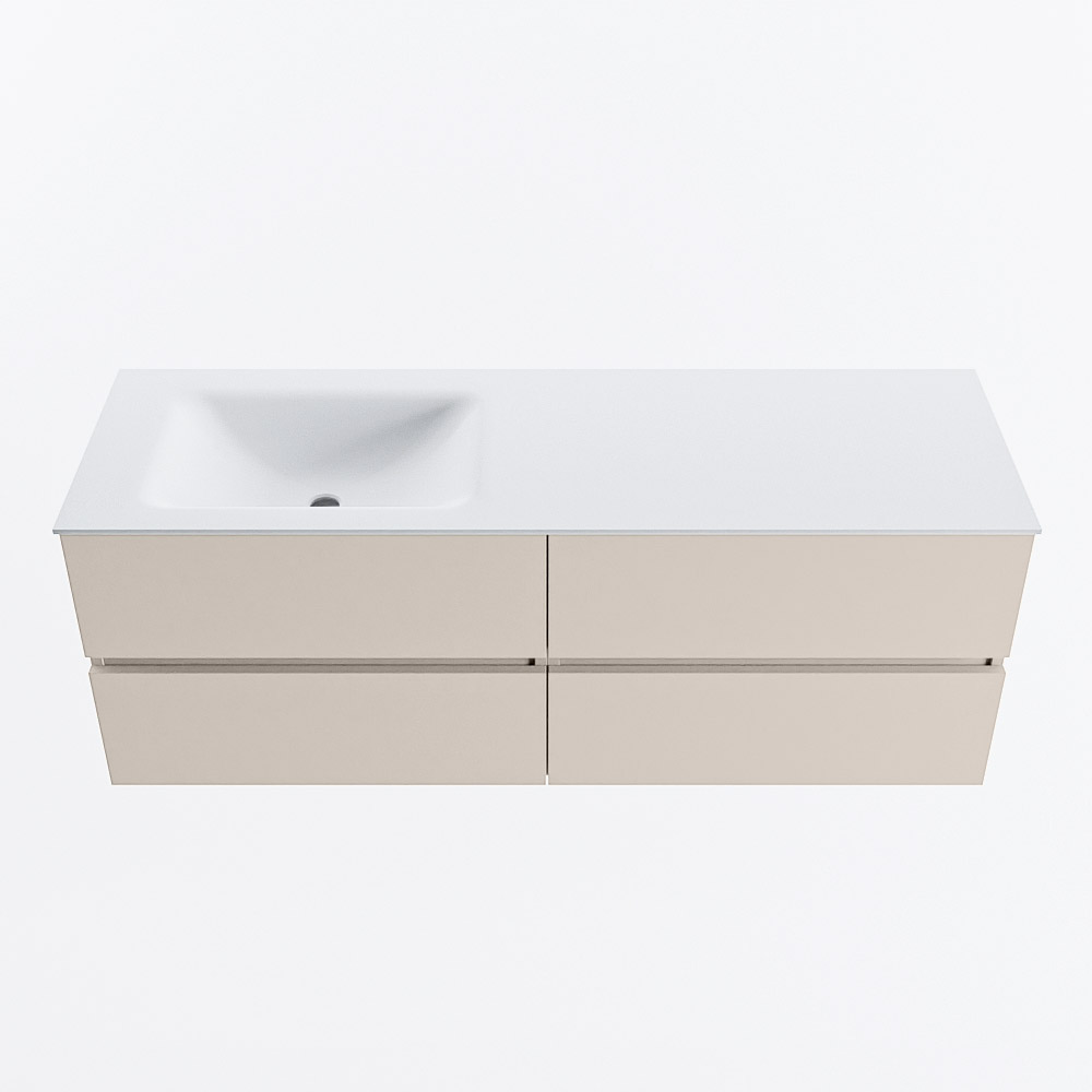 MONDIAZ VICA 140cm mueble de baño Linen 4 cajones. Lavabo CLOUD Izquierda sin orificio, color Talc. 5 MONDIAZ VICA 140cm mueble de baño Linen 4 cajones. Lavabo CLOUD Izquierda sin orificio, color Talc. - Imagen 5