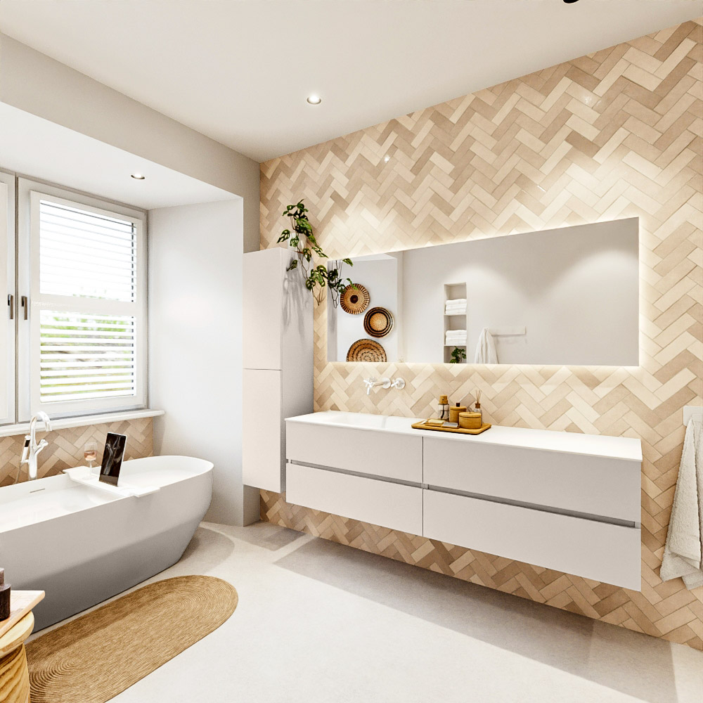 MONDIAZ VICA 180cm mueble de baño Linen 4 cajones. Lavabo CLOUD Izquierda sin orificio, color Talc. 4 MONDIAZ VICA 180cm mueble de baño Linen 4 cajones. Lavabo CLOUD Izquierda sin orificio, color Talc. - Imagen 4