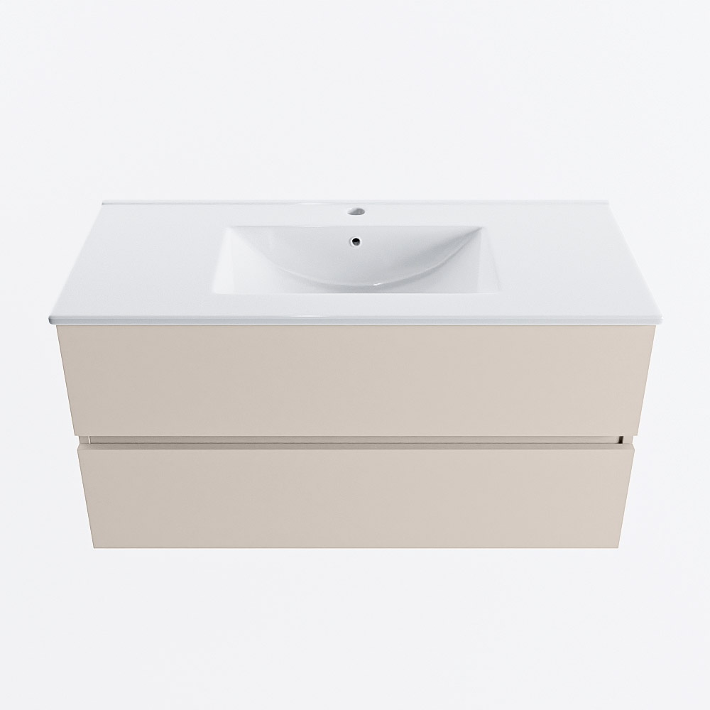 MONDIAZ VICA 100cm mueble de baño Linen 2 cajones. Lavabo DENIA Centro 1 orificio, color Blanco brillo. 5 MONDIAZ VICA 100cm mueble de baño Linen 2 cajones. Lavabo DENIA Centro 1 orificio, color Blanco brillo. - Imagen 5