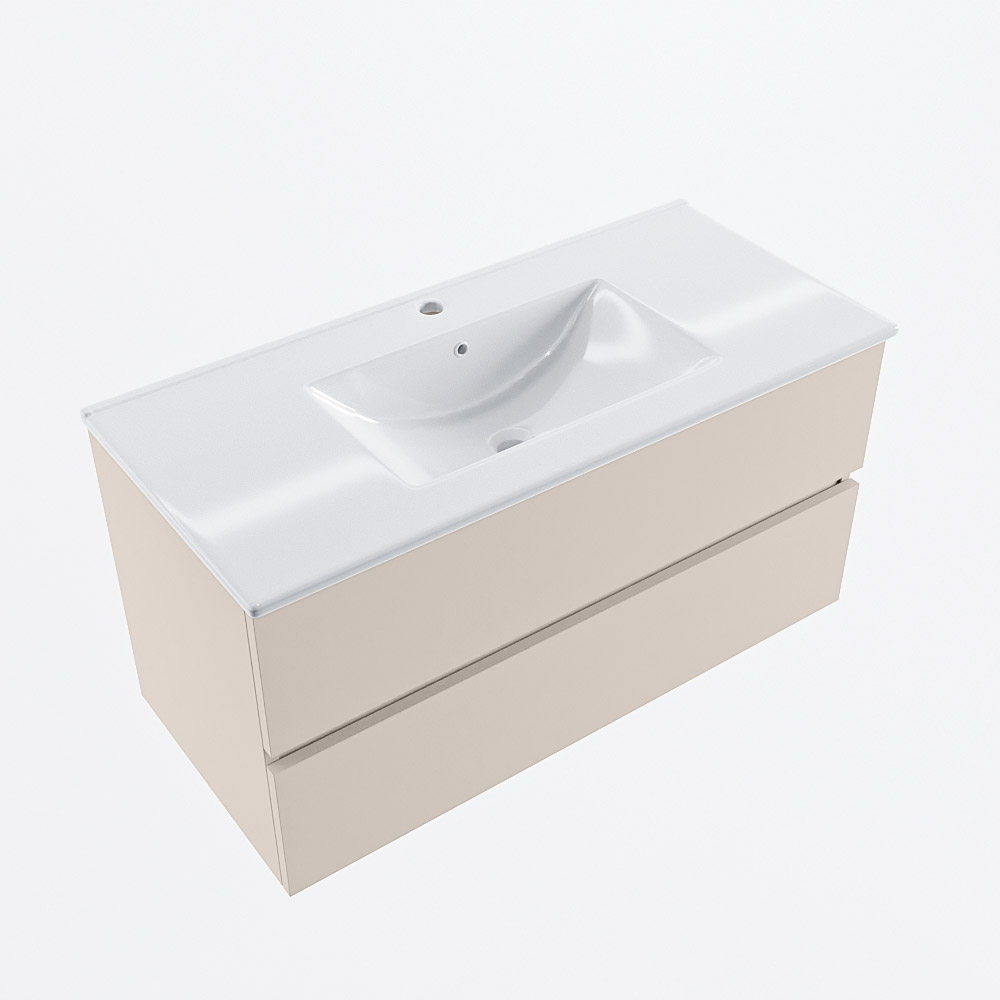 MONDIAZ VICA 100cm mueble de baño Linen 2 cajones. Lavabo DENIA Centro 1 orificio, color Blanco brillo. 6 MONDIAZ VICA 100cm mueble de baño Linen 2 cajones. Lavabo DENIA Centro 1 orificio, color Blanco brillo. - Imagen 6