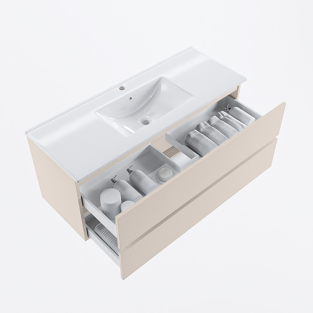 MONDIAZ VICA 120cm mueble de baño Linen 2 cajones. Lavabo DENIA Centro 1 orificio, color Blanco brillo. 7 MONDIAZ VICA 120cm mueble de baño Linen 2 cajones. Lavabo DENIA Centro 1 orificio, color Blanco brillo. - Imagen 7