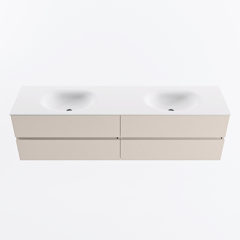 MONDIAZ VICA 180cm mueble de baño Linen 4 cajones. Lavabo MOON Doble 2 orificios, color Talc. 5 MONDIAZ VICA 180cm mueble de baño Linen 4 cajones. Lavabo MOON Doble 2 orificios, color Talc. - Imagen 5