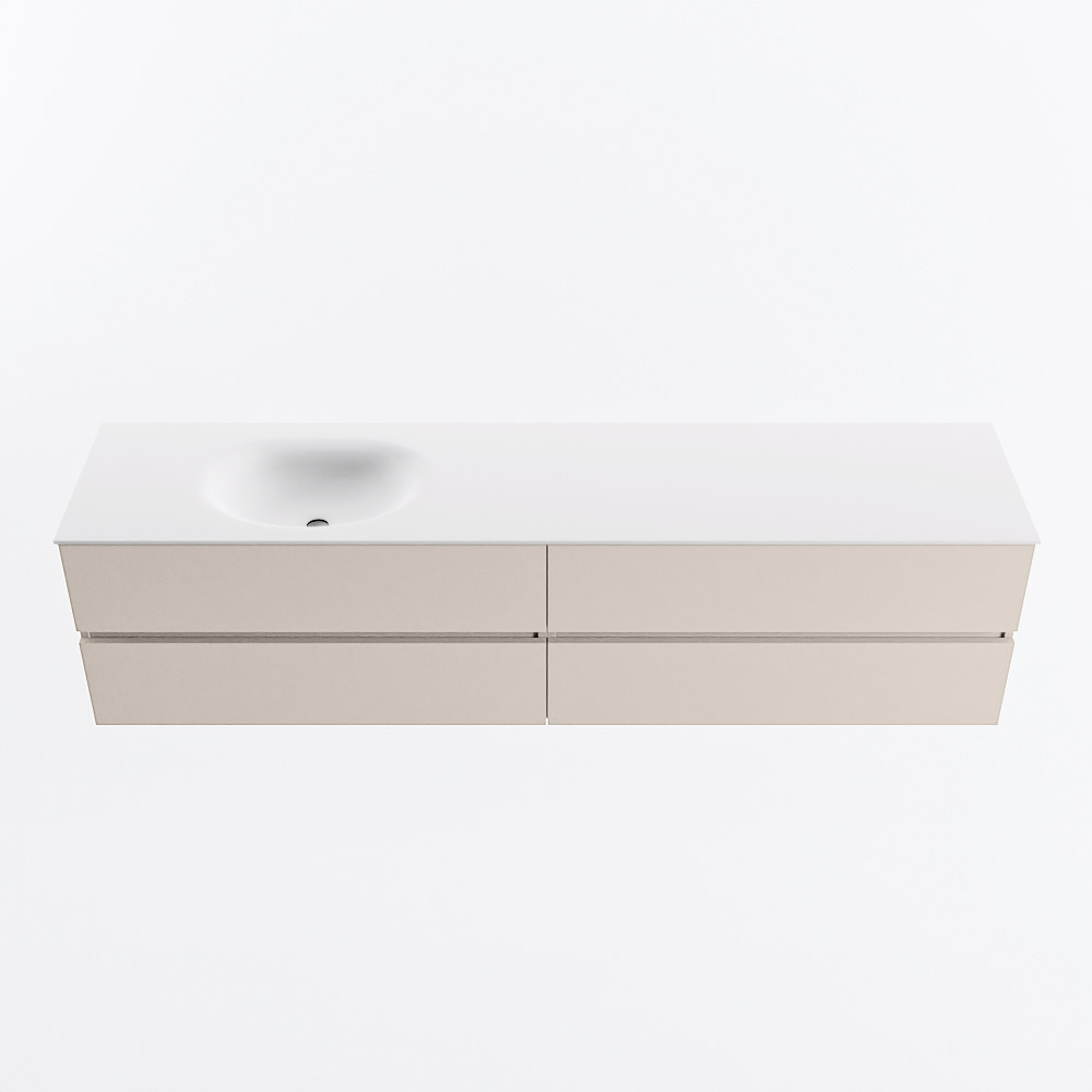 MONDIAZ VICA 200cm mueble de baño Linen 4 cajones. Lavabo MOON Izquierda sin orificio, color Talc. 5 MONDIAZ VICA 200cm mueble de baño Linen 4 cajones. Lavabo MOON Izquierda sin orificio, color Talc. - Imagen 5