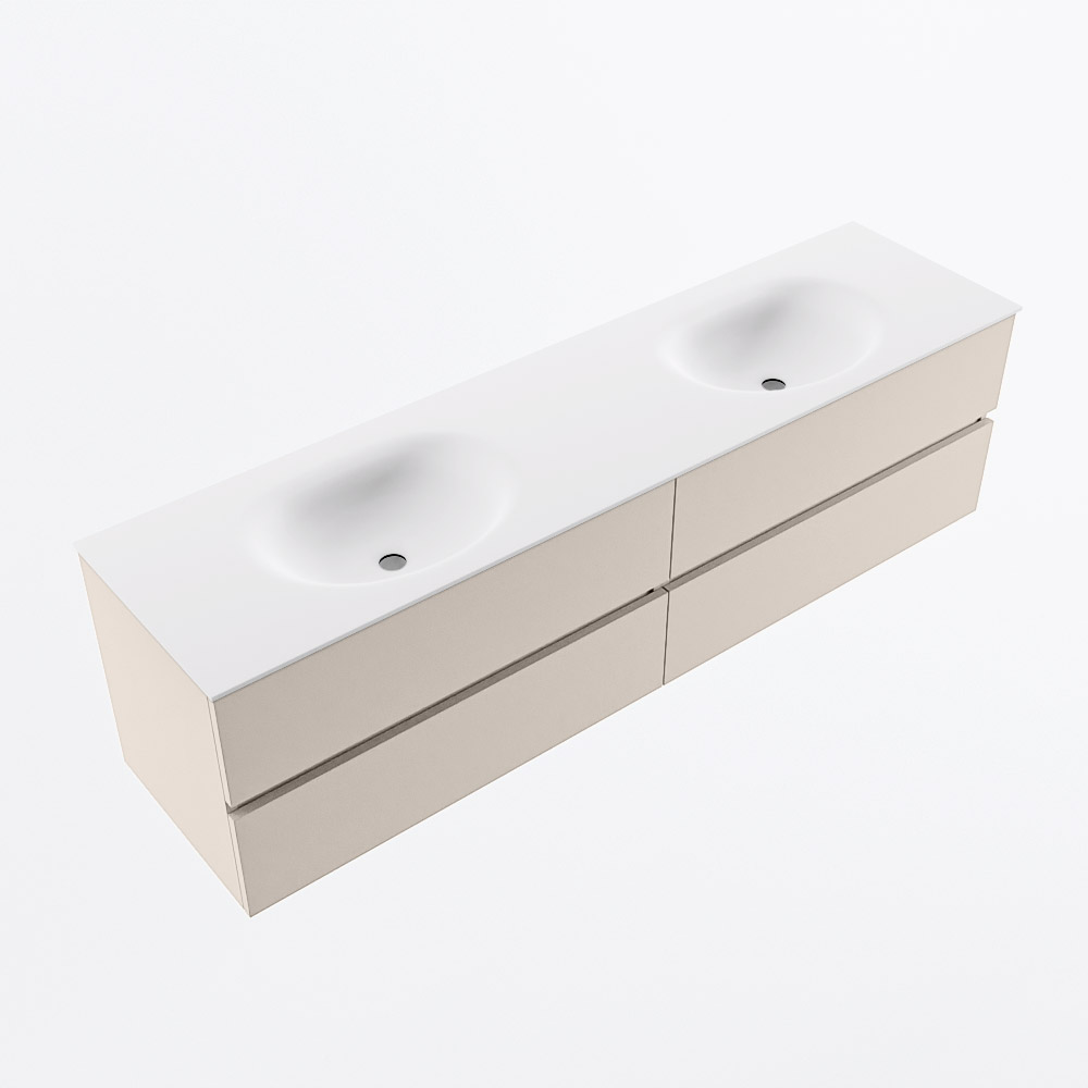 MONDIAZ VICA 180cm mueble de baño Linen 4 cajones. Lavabo MOON Doble 2 orificios, color Talc. 6 MONDIAZ VICA 180cm mueble de baño Linen 4 cajones. Lavabo MOON Doble 2 orificios, color Talc. - Imagen 6