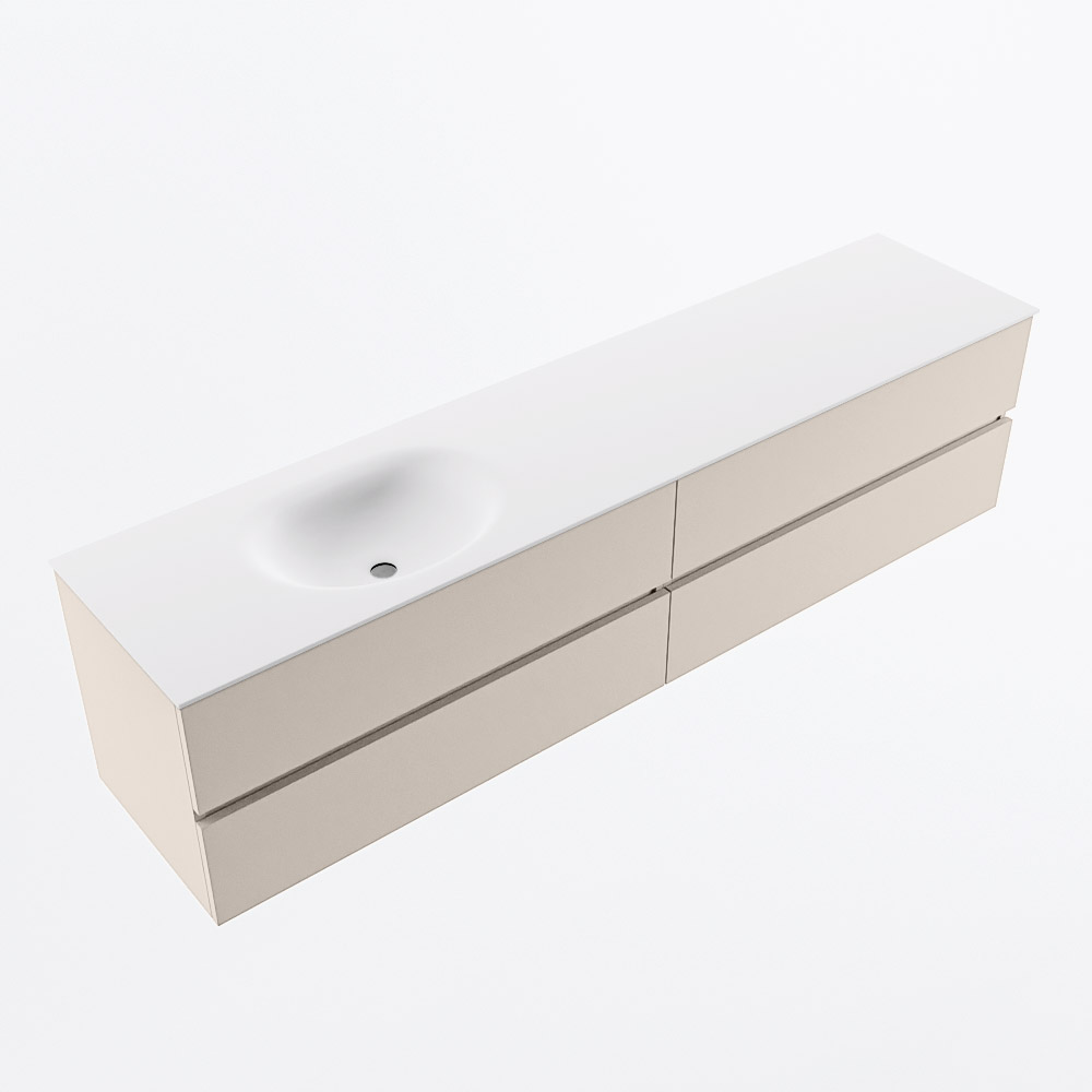 MONDIAZ VICA 200cm mueble de baño Linen 4 cajones. Lavabo MOON Izquierda sin orificio, color Talc. 6 MONDIAZ VICA 200cm mueble de baño Linen 4 cajones. Lavabo MOON Izquierda sin orificio, color Talc. - Imagen 6