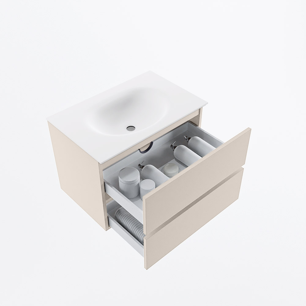 MONDIAZ VICA 70cm mueble de baño Linen 2 cajones. Lavabo MOON Centro 1 orificio, color Talc. 7 MONDIAZ VICA 70cm mueble de baño Linen 2 cajones. Lavabo MOON Centro 1 orificio, color Talc. - Imagen 7
