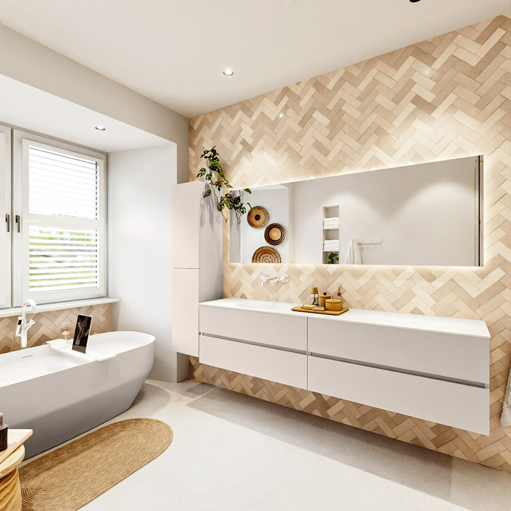 MONDIAZ VICA 200cm mueble de baño Linen 4 cajones. Lavabo MOON Izquierda sin orificio, color Talc. 4 MONDIAZ VICA 200cm mueble de baño Linen 4 cajones. Lavabo MOON Izquierda sin orificio, color Talc. - Imagen 4