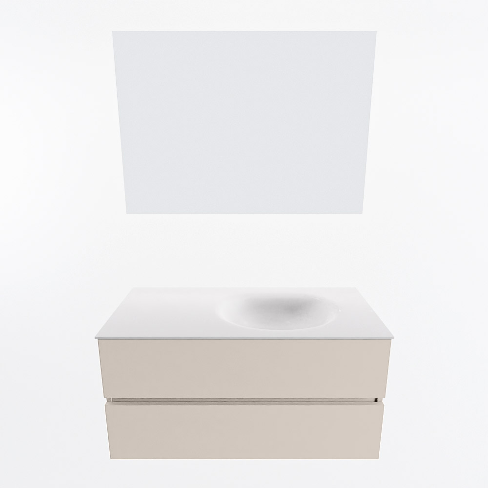 MONDIAZ VICA 100cm mueble de baño Linen 2 cajones. Lavabo MOON Derecho 1 orificio color Talc con espejo LED. 5 MONDIAZ VICA 100cm mueble de baño Linen 2 cajones. Lavabo MOON Derecho 1 orificio color Talc con espejo LED. - Imagen 5