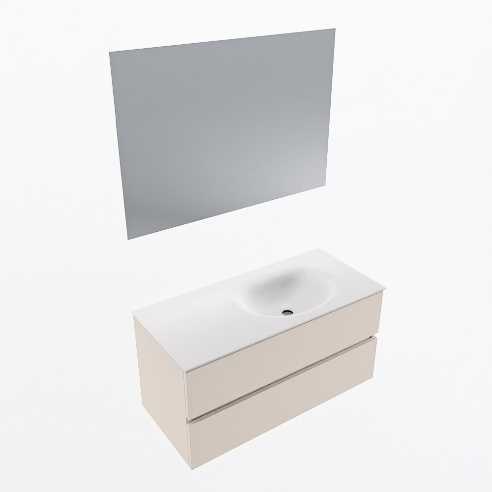 MONDIAZ VICA 100cm mueble de baño Linen 2 cajones. Lavabo MOON Derecho sin orificio color Talc con espejo LED. 6 MONDIAZ VICA 100cm mueble de baño Linen 2 cajones. Lavabo MOON Derecho sin orificio color Talc con espejo LED. - Imagen 6