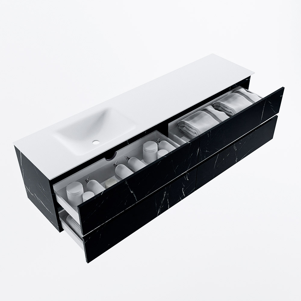 MONDIAZ VICA 190cm mueble de baño Marquina 4 cajones. Lavabo CLOUD Izquierda 1 orificio, color Talc. 7 MONDIAZ VICA 190cm mueble de baño Marquina 4 cajones. Lavabo CLOUD Izquierda 1 orificio, color Talc. - Imagen 7