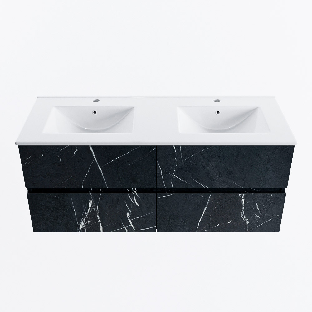 MONDIAZ VICA 120cm mueble de baño Marquina 4 cajones. Lavabo DENIA Doble 2 orificios, color Blanco brillo. 5 MONDIAZ VICA 120cm mueble de baño Marquina 4 cajones. Lavabo DENIA Doble 2 orificios, color Blanco brillo. - Imagen 5