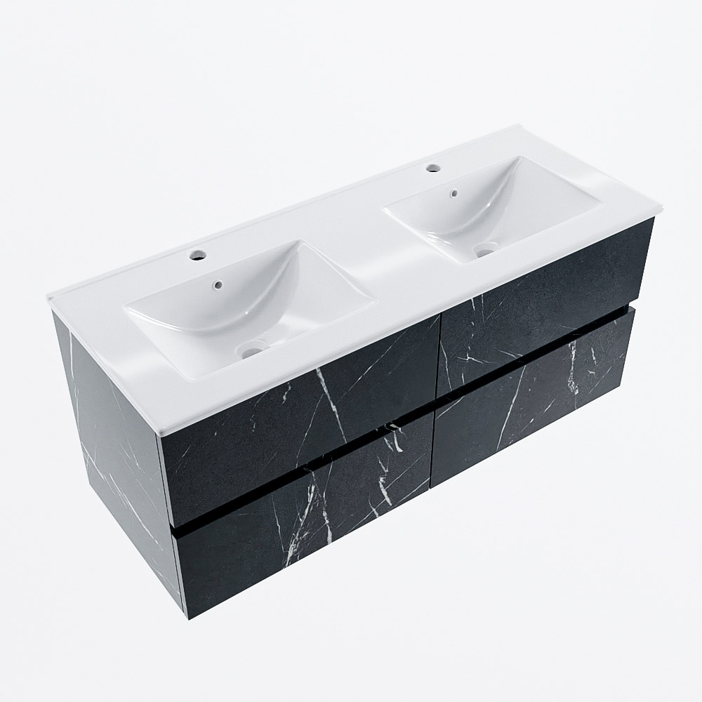 MONDIAZ VICA 120cm mueble de baño Marquina 4 cajones. Lavabo DENIA Doble 2 orificios, color Blanco brillo. 6 MONDIAZ VICA 120cm mueble de baño Marquina 4 cajones. Lavabo DENIA Doble 2 orificios, color Blanco brillo. - Imagen 6