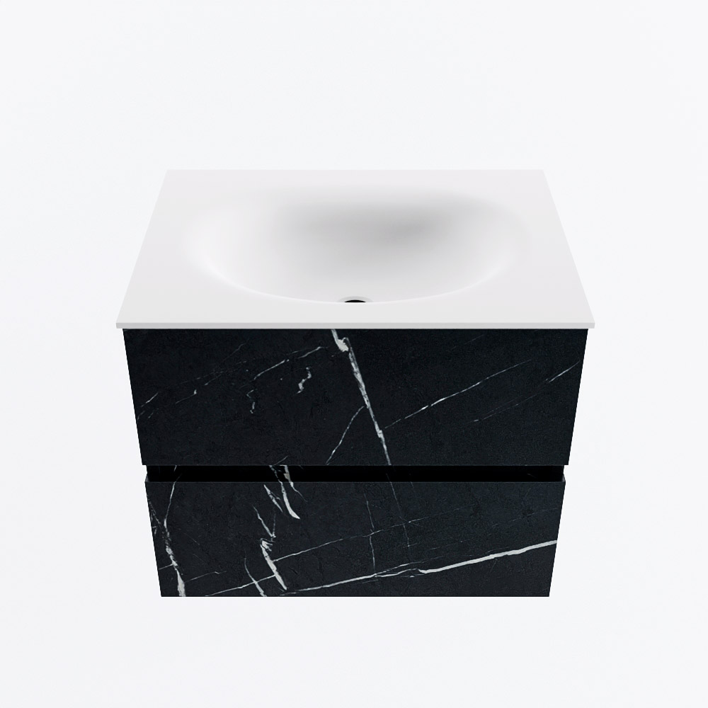 MONDIAZ VICA 60cm mueble de baño Marquina 2 cajones. Lavabo MOON Centro 1 orificio, color Talc. 5 MONDIAZ VICA 60cm mueble de baño Marquina 2 cajones. Lavabo MOON Centro 1 orificio, color Talc. - Imagen 5