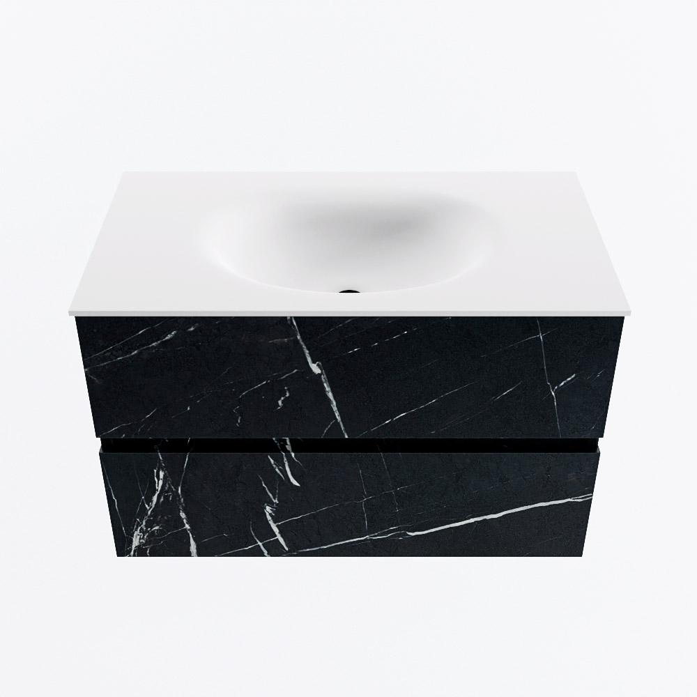 MONDIAZ VICA 80cm mueble de baño Marquina 2 cajones. Lavabo MOON Centro sin orificio, color Talc. 5 MONDIAZ VICA 80cm mueble de baño Marquina 2 cajones. Lavabo MOON Centro sin orificio, color Talc. - Imagen 5