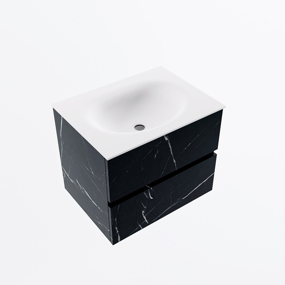 MONDIAZ VICA 60cm mueble de baño Marquina 2 cajones. Lavabo MOON Centro 1 orificio, color Talc. 6 MONDIAZ VICA 60cm mueble de baño Marquina 2 cajones. Lavabo MOON Centro 1 orificio, color Talc. - Imagen 6