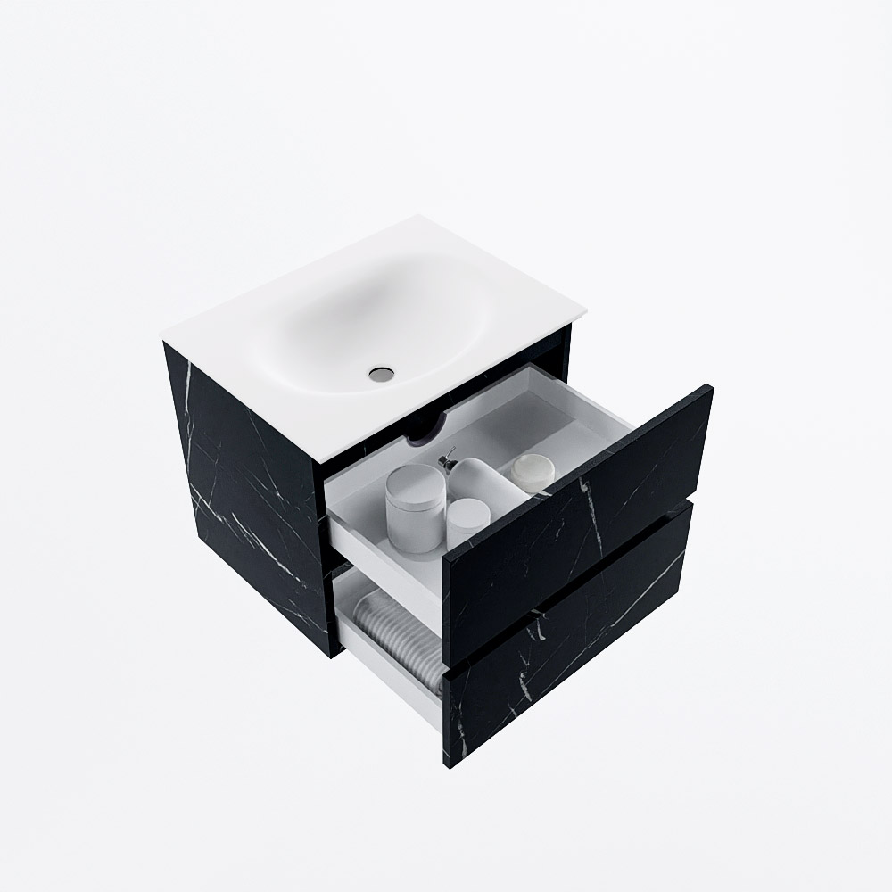 MONDIAZ VICA 60cm mueble de baño Marquina 2 cajones. Lavabo MOON Centro 1 orificio, color Talc. 7 MONDIAZ VICA 60cm mueble de baño Marquina 2 cajones. Lavabo MOON Centro 1 orificio, color Talc. - Imagen 7