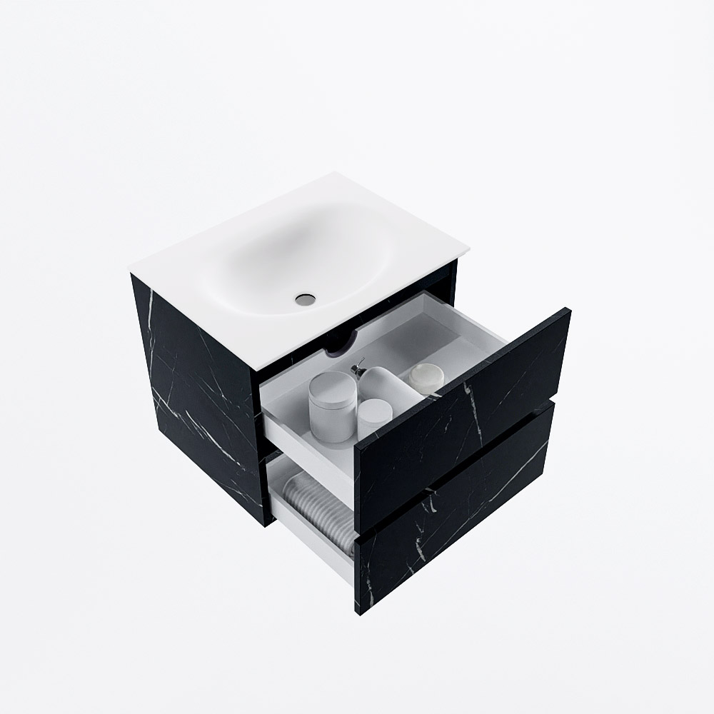 MONDIAZ VICA 60cm mueble de baño Marquina 2 cajones. Lavabo MOON Centro sin orificio, color Talc. 7 MONDIAZ VICA 60cm mueble de baño Marquina 2 cajones. Lavabo MOON Centro sin orificio, color Talc. - Imagen 7