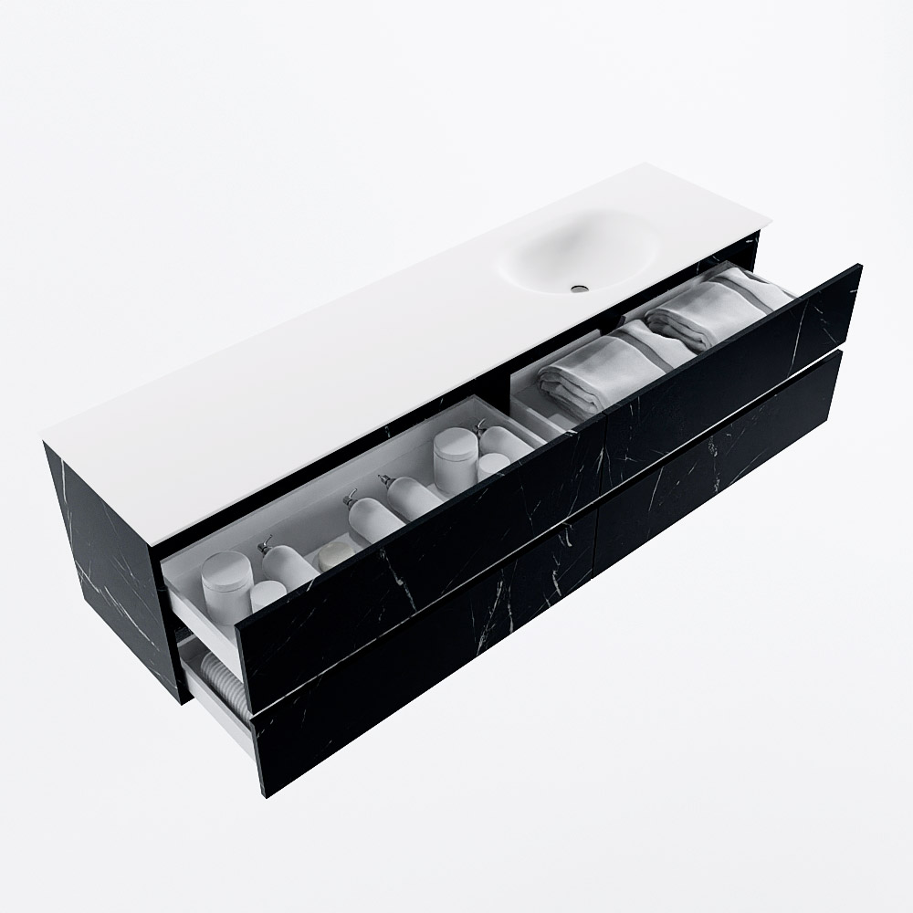 MONDIAZ VICA 190cm mueble de baño Marquina 4 cajones. Lavabo MOON Derecho 1 orificio, color Talc. 7 MONDIAZ VICA 190cm mueble de baño Marquina 4 cajones. Lavabo MOON Derecho 1 orificio, color Talc. - Imagen 7