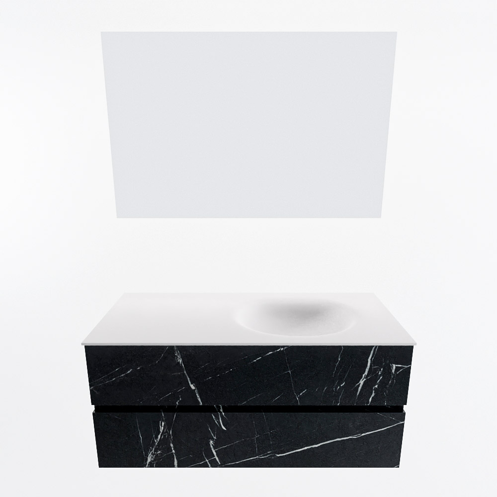 MONDIAZ VICA 110cm mueble de baño Marquina 2 cajones. Lavabo MOON Derecho 1 orificio color Talc con espejo LED. 5 MONDIAZ VICA 110cm mueble de baño Marquina 2 cajones. Lavabo MOON Derecho 1 orificio color Talc con espejo LED. - Imagen 5