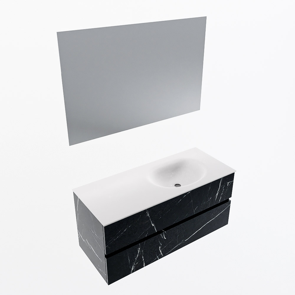 MONDIAZ VICA 110cm mueble de baño Marquina 2 cajones. Lavabo MOON Derecho 1 orificio color Talc con espejo LED. 6 MONDIAZ VICA 110cm mueble de baño Marquina 2 cajones. Lavabo MOON Derecho 1 orificio color Talc con espejo LED. - Imagen 6