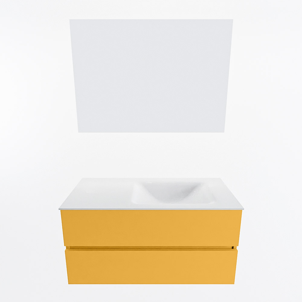 MONDIAZ VICA 100cm mueble de baño Ocher 2 cajones. Lavabo CLOUD Derecho 1 orificio color Talc con espejo LED. 5 MONDIAZ VICA 100cm mueble de baño Ocher 2 cajones. Lavabo CLOUD Derecho 1 orificio color Talc con espejo LED. - Imagen 5