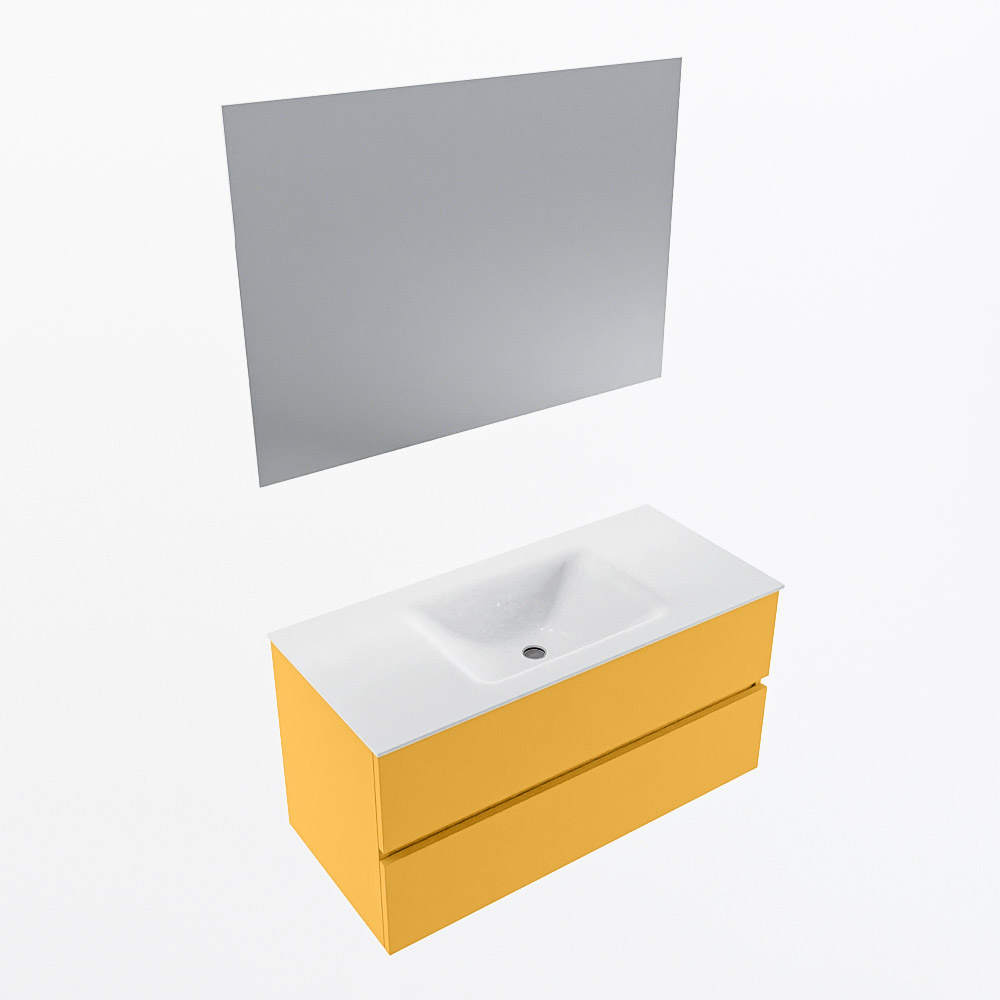 MONDIAZ VICA 100cm mueble de baño Ocher 2 cajones. Lavabo CLOUD Centro sin orificio color Talc con espejo LED. 6 MONDIAZ VICA 100cm mueble de baño Ocher 2 cajones. Lavabo CLOUD Centro sin orificio color Talc con espejo LED. - Imagen 6