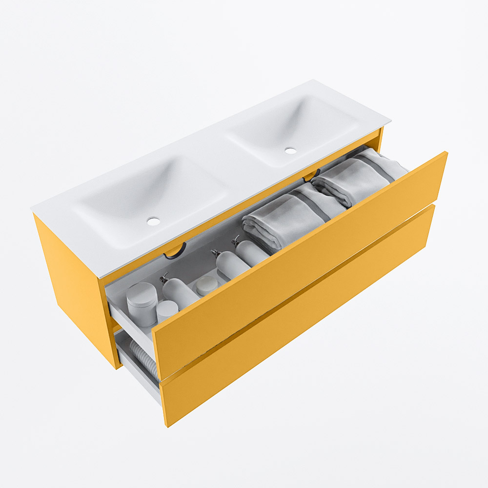 MONDIAZ VICA 140cm mueble de baño Ocher 2 cajones. Lavabo CLOUD Doble 2 orificios, color Talc. 7 MONDIAZ VICA 140cm mueble de baño Ocher 2 cajones. Lavabo CLOUD Doble 2 orificios, color Talc. - Imagen 7