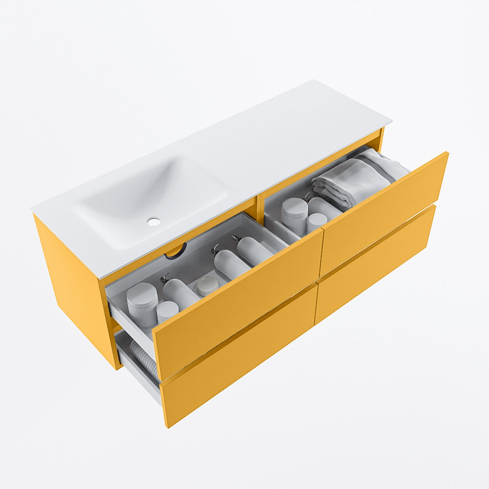 MONDIAZ VICA 140cm mueble de baño Ocher 4 cajones. Lavabo CLOUD Izquierda sin orificio, color Talc. 7 MONDIAZ VICA 140cm mueble de baño Ocher 4 cajones. Lavabo CLOUD Izquierda sin orificio, color Talc. - Imagen 7
