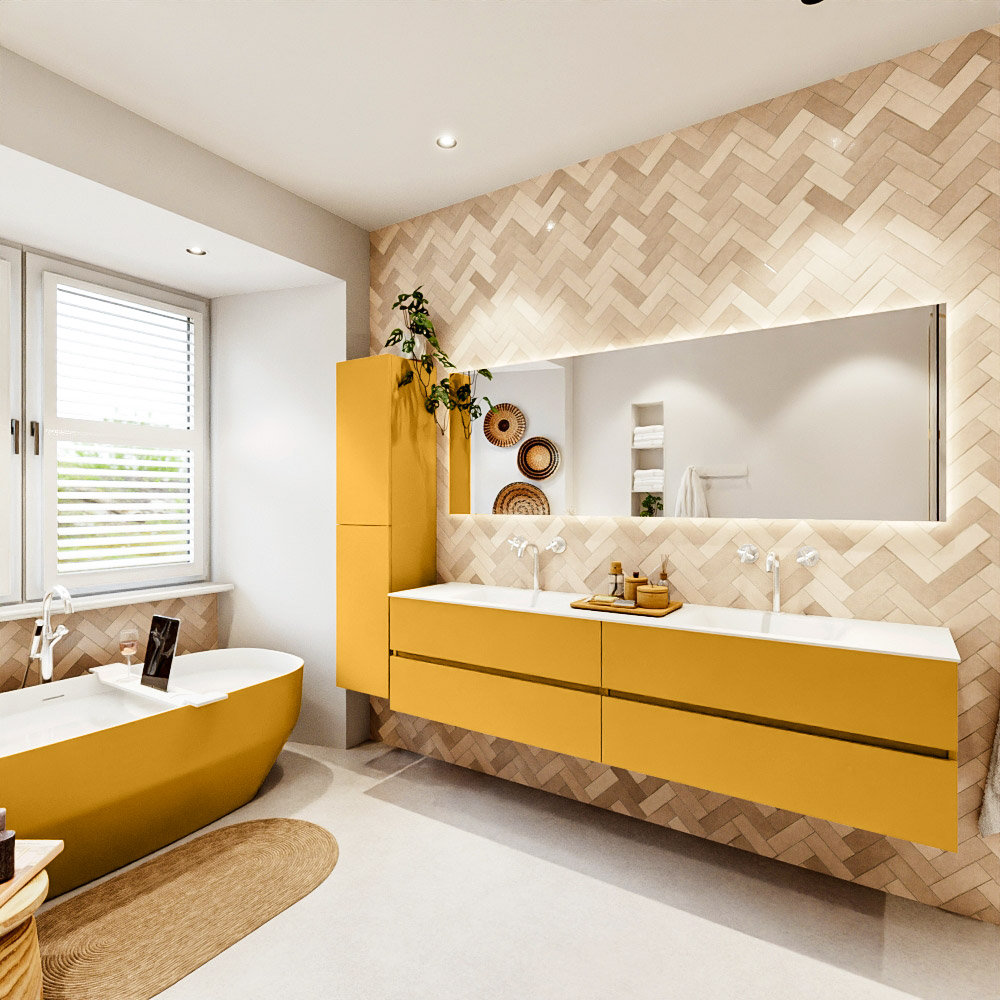MONDIAZ VICA 200cm mueble de baño Ocher 4 cajones. Lavabo CLOUD Doble 2 orificios, color Talc. 4 MONDIAZ VICA 200cm mueble de baño Ocher 4 cajones. Lavabo CLOUD Doble 2 orificios, color Talc. - Imagen 4