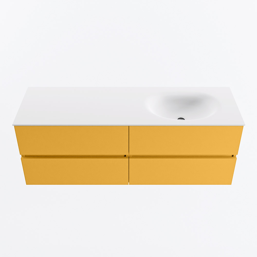 MONDIAZ VICA 140cm mueble de baño Ocher 4 cajones. Lavabo MOON Derecho 1 orificio, color Talc. 5 MONDIAZ VICA 140cm mueble de baño Ocher 4 cajones. Lavabo MOON Derecho 1 orificio, color Talc. - Imagen 5