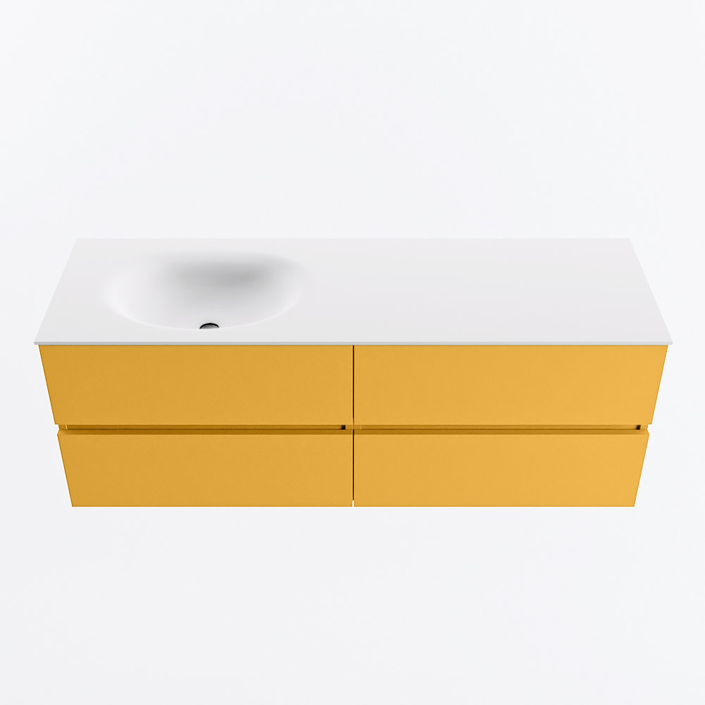 MONDIAZ VICA 140cm mueble de baño Ocher 4 cajones. Lavabo MOON Izquierda sin orificio, color Talc. 5 MONDIAZ VICA 140cm mueble de baño Ocher 4 cajones. Lavabo MOON Izquierda sin orificio, color Talc. - Imagen 5