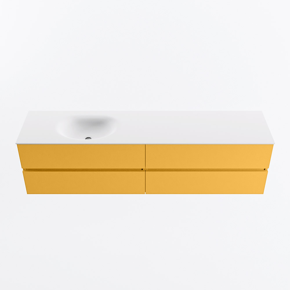 MONDIAZ VICA 190cm mueble de baño Ocher 4 cajones. Lavabo MOON Izquierda 1 orificio, color Talc. 5 MONDIAZ VICA 190cm mueble de baño Ocher 4 cajones. Lavabo MOON Izquierda 1 orificio, color Talc. - Imagen 5