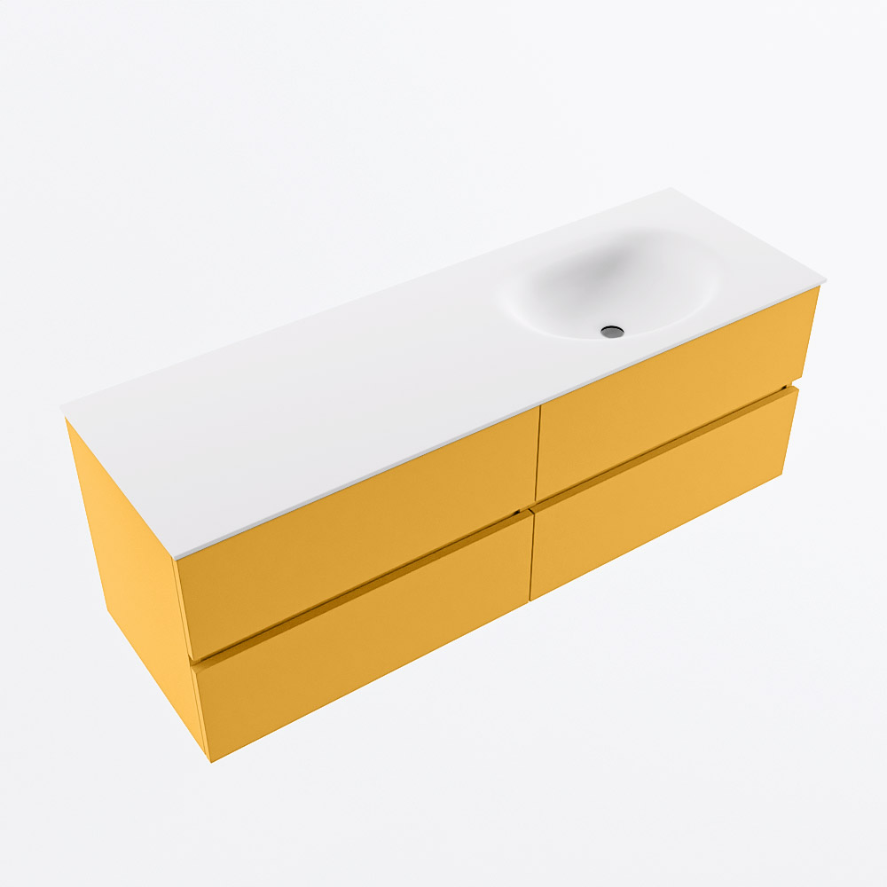 MONDIAZ VICA 140cm mueble de baño Ocher 4 cajones. Lavabo MOON Derecho 1 orificio, color Talc. 6 MONDIAZ VICA 140cm mueble de baño Ocher 4 cajones. Lavabo MOON Derecho 1 orificio, color Talc. - Imagen 6