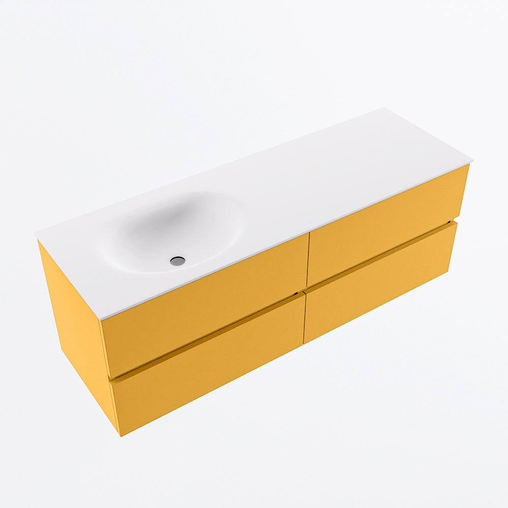 MONDIAZ VICA 140cm mueble de baño Ocher 4 cajones. Lavabo MOON Izquierda sin orificio, color Talc. 6 MONDIAZ VICA 140cm mueble de baño Ocher 4 cajones. Lavabo MOON Izquierda sin orificio, color Talc. - Imagen 6